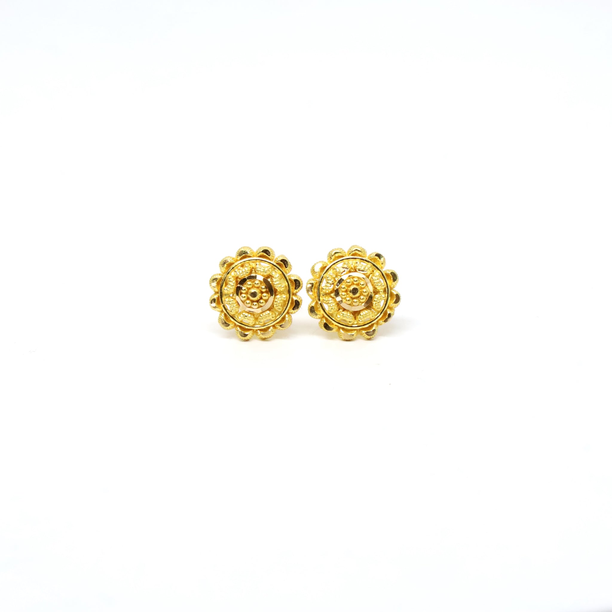 22K Gold Earrings Encrusted With Clear Gem | Lord Ganesh Design